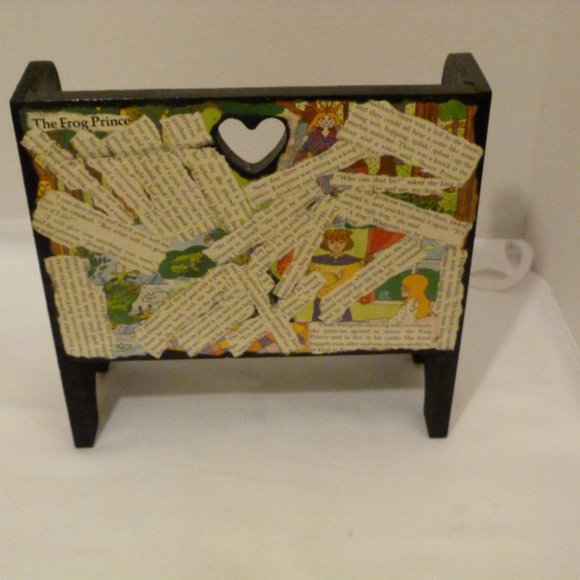 Handmade Decoupage Wood Doll Bench Miniature Display Bench Furniture Decor - Picture 4 of 10